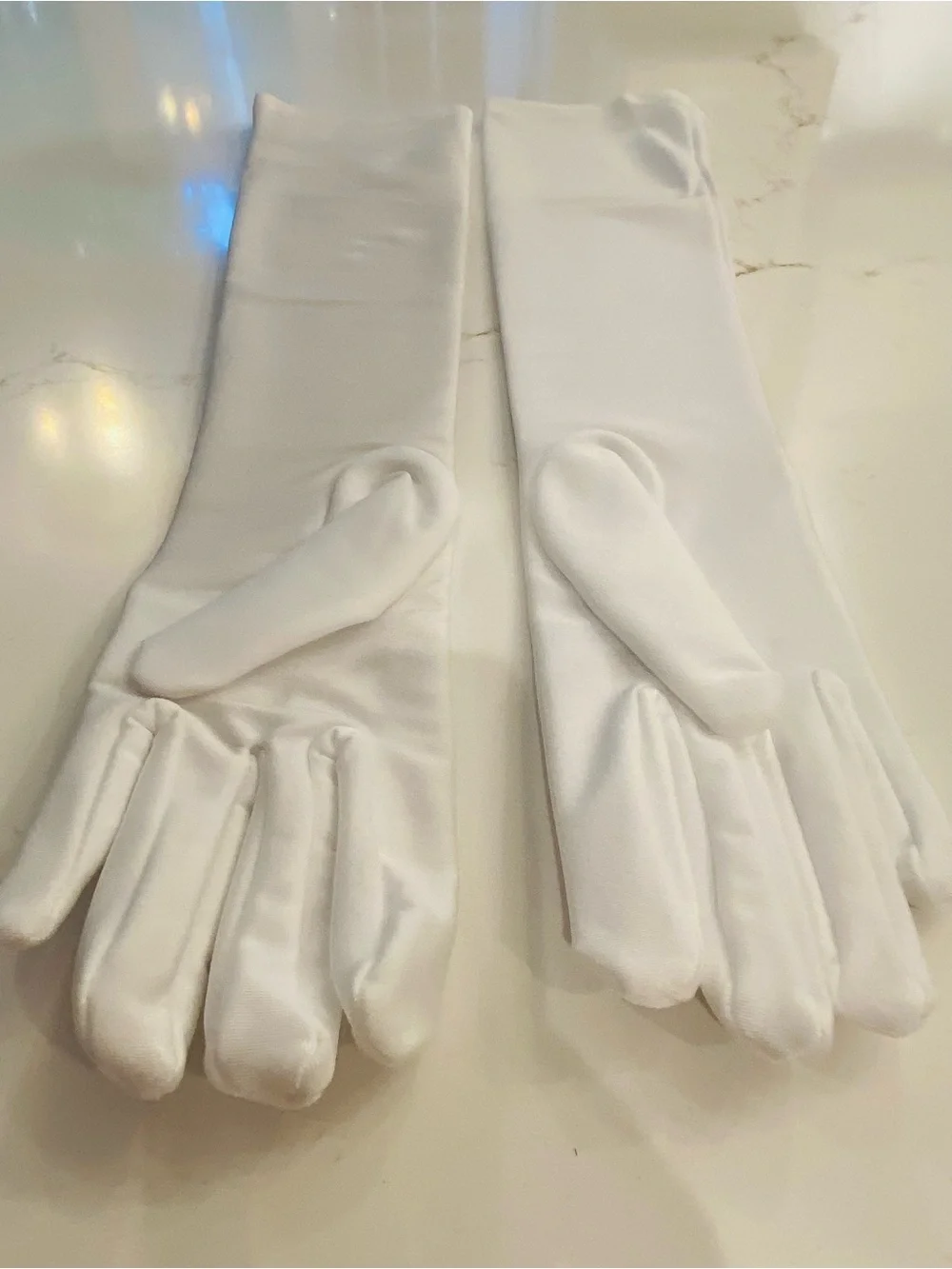 Vintage Bridal Gloves White Nylon  w/ Finger Lace Detail Ring Exposure One Size